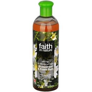 Faith in Nature přírodní sprchový gel a pěna Konopí a Zrcadlovka bílá 400 ml