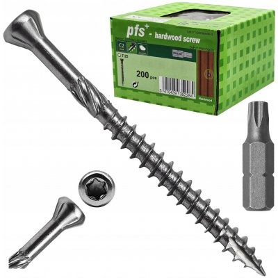 Terasový vrut 4x50 TORX T15 nerez C2 s redukovanou hlavou (200 ks/bal + BIT) – Hledejceny.cz