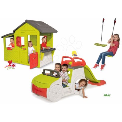 Smoby Set domček Záhradník Neo Floralie s kuchynkou+odrážadlo s gumenými kolesami a čajníkom SM310300-30