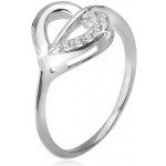 Šperky eshop prsten ze stříbra 925 kontura srdce s čirou a zirkonovou polovinou K4.8 – Zboží Mobilmania
