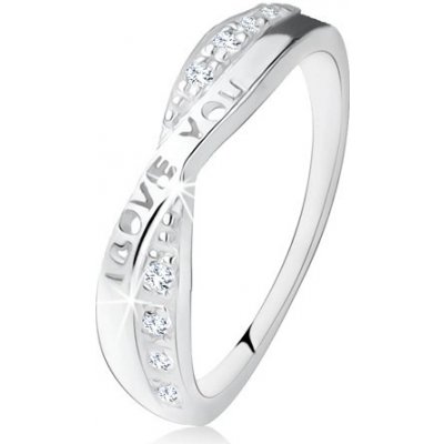 Šperky eshop Stříbrný prsten 925 překřížená ramena zirkony nápis "I LOVE YOU" S76.04 – Zboží Mobilmania