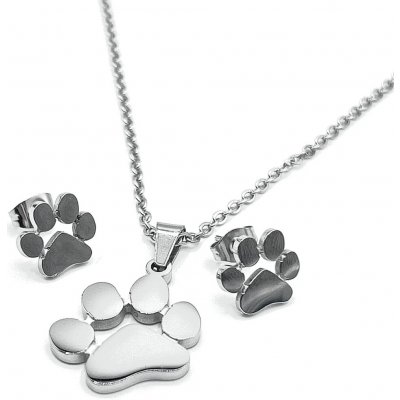 Steel Jewelry set náhrdelník a náušnice tlapky stříbrné z chirurgické oceli SET160110 – Sleviste.cz
