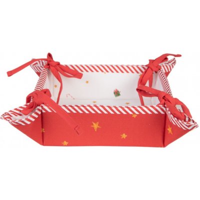 Bílo-červený košík na pečivo s louskáčky Happy Little Christmas – 35x35x8 cm – Zbozi.Blesk.cz