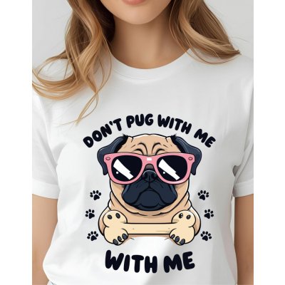 Dámské tričko Buldoček v brýlích Bílá – Zboží Dáma