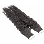 50cm Tape hair pu extension Tape in lidské vlasy remy kudrnaté přírodní černá – Zboží Mobilmania