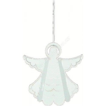 Plechový světel. anděl "Angelica" bílý plech bílá ca. 25 x 24 cm