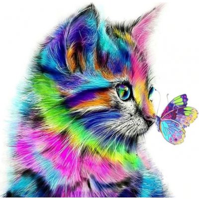 Malování podle čísel Kotě s motýlkem