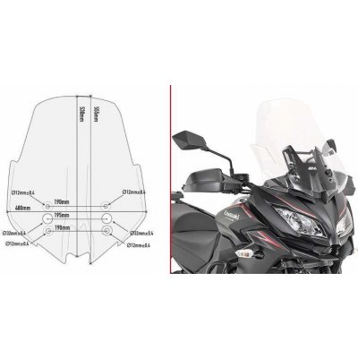 Kappa KD4120ST přední plexi, čiré 53 x 48 cm (výška x šířka) pro KAWASAKI Versys 1000 (17-18) – Zbozi.Blesk.cz