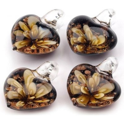 Skleněný přívěsek srdce 21x21 mm Varianta: 3 Vanilla Ice, Balení: 1 ks – Hledejceny.cz