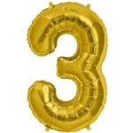 Amscan Balónek narozeninové číslo 3 zlatý 86cm – Zboží Dáma
