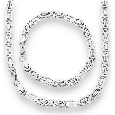 Ewena Pánský náhrdelník s náramkem z chirurgické oceli řecký klíč KA321 – Hledejceny.cz