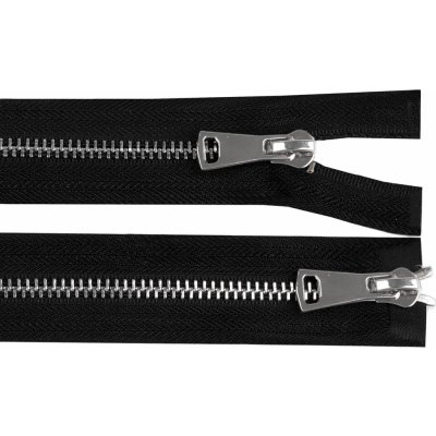 Zip kovový 5 mm dělitelný 2 jezdce / dvoucestný 50 cm, malé, černá stříbrná – Zboží Mobilmania