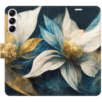 Pouzdro iSaprio Flip s kapsičkami na karty - Gold Flowers Samsung Galaxy A14 / A14 5G