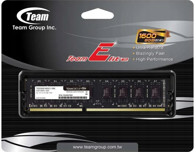 TEAM Elite DDR3 8GB 1600MHz CL11 TED38G1600C1101