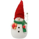 Pro-Tech shop Vánoční figurka stojící sněhulák s červenou čepicí a stromečkem LED 23x20,5x32/37cm 69423 – Hledejceny.cz