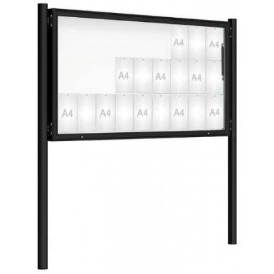 PROCITY Venkovní vitrína model 2000 27 x A4, černá, včetně sloupků | Zboží Auto