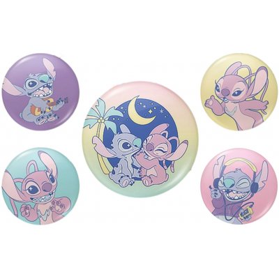 CurePink: | Placky Lilo & Stitch: Planetární|set 5 kusů 25 mm 38 mm [BP2404702] – Hledejceny.cz