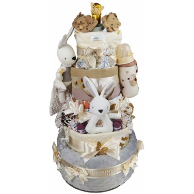 MAXI BabyDort pětipatrový natural plenkový dort pro miminko PREMIUM EXCLUSIVE + VIDEO – Zboží Mobilmania