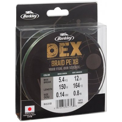 Berkley Šňůra DEX x8 PE 0,04mm 150m 4.1kg Moss Green – Zboží Mobilmania