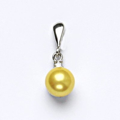 Čištín Stříbrný přívěšek s um. perlou, žlutá perla se skutečným perleťovým leskem P 1207/22