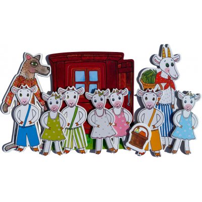 Marionetino Loutky O kůzlátkách 9 loutek, kulisa – Sleviste.cz