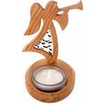 Amadea Dřevěný svícen anděl s trumpetou s vkladem masivní dřevo 10x7,5x1,5 cm – Hledejceny.cz