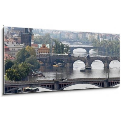 Skleněný obraz 1D panorama - 120 x 50 cm - Prague bridges over the Vltava Pražské mosty přes Vltavu – Hledejceny.cz