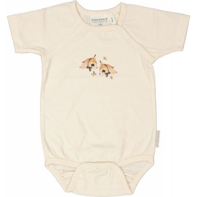 Bambusové body dětské s krátkým rukávem Long ear beige Mrs Mighetto Geggamoja – Zboží Dáma