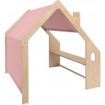 MeowBaby Přírodní dřevěný domeček pro děti Růžová střecha – Sleviste.cz