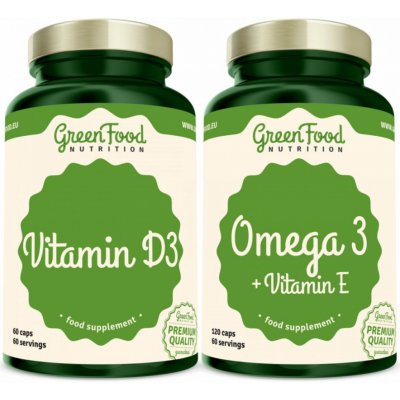 GreenFood Nutrition Omega 3 120 kapslí + Vitamin D3 60 kapslí – Hledejceny.cz
