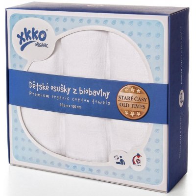 XKKO Osušky z biobavlny Organic 90 x 100 Staré časy Bílé 3 ks – Zbozi.Blesk.cz