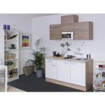 Flex Well rovná kuchyňská linka se spotřebiči Samoa 150,5 cm barva čela bílá sonoma dub matná barva korpusu sonoma dub – Hledejceny.cz