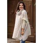 Fashionweek Pletené pončo svetr s rolákem JK LUNA Béžový – Zbozi.Blesk.cz