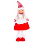 MagicHome Postavička Vánoce Holčička v šatech látková červeno-bílá 17x13x48 cm – Hledejceny.cz