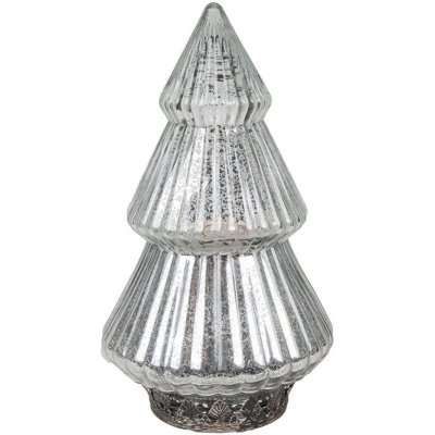Clayre & Eef Stříbrný skleněný dekorační svítící stromek LED Tree Ø 13*23 cm – Hledejceny.cz