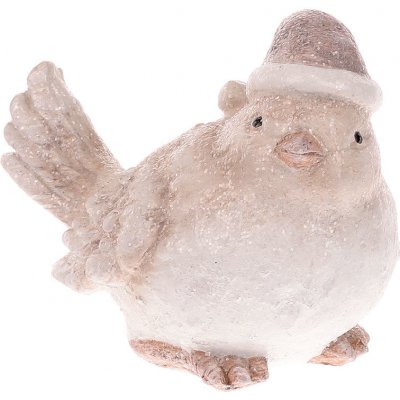 Autronic Ptáček s čepicí zimní dekorace z polyresinu AV4703 – Zboží Mobilmania