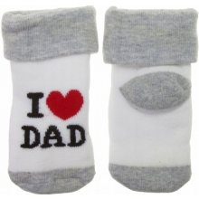 Kojenecké froté bavlněné ponožky I Love Dad bílo šedé proužek