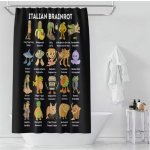 Sprchový Brainrot závěs se zavěšením grommet top + háčky - Černý, 90 x 180 cm – Hledejceny.cz