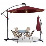 Jiubiaz 3m slunečník UV40+ Camping Pendulum Umbrella Pavilion LED Solar Garden Umbrella with LED Červená – Zboží Mobilmania