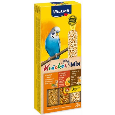 Vitakraft KRÄCKER tyčinky MIX ANDULKA med & pomeranč & popkorn 90 g – Zboží Dáma