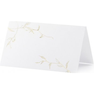 Jmenovky na stůl bílé se zlatými větvičkami 9,5x5,5 cm, 10 ks – Zboží Mobilmania