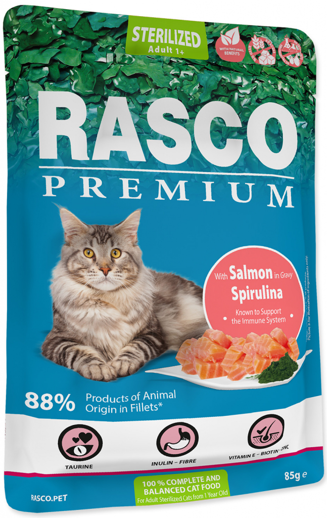 Rasco Premium Cat Pouch Sterilized Salmon Spirulina 85 g