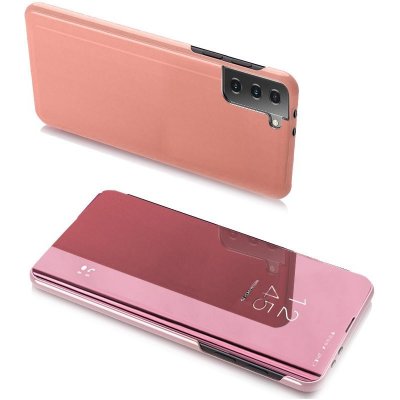 Pouzdro Beweare Clear View neoriginální Samsung Galaxy S21 Ultra 5G - růžové