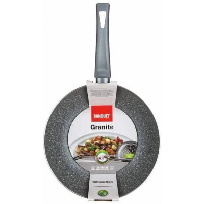 Banquet hliníková WOK se skl. poklicí GRANITE PR 28 x 8 cm – Zboží Mobilmania