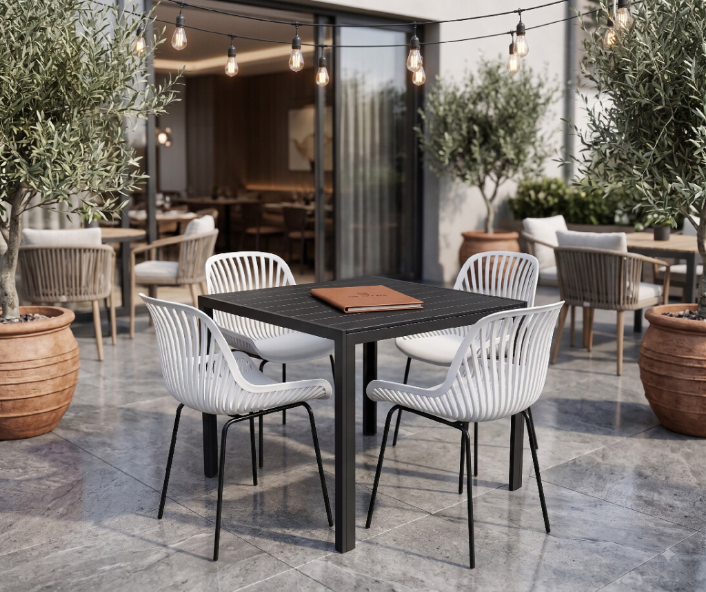 Nábytek Texim Elegantní zahradní set - Viking M + 4x židle GABY šedá