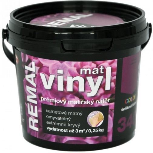 Barvy A Laky Hostivař Remal Vinyl Color mat, prémiová malířská barva, omyvatelná, 340 šeříkově fialová, 250 g