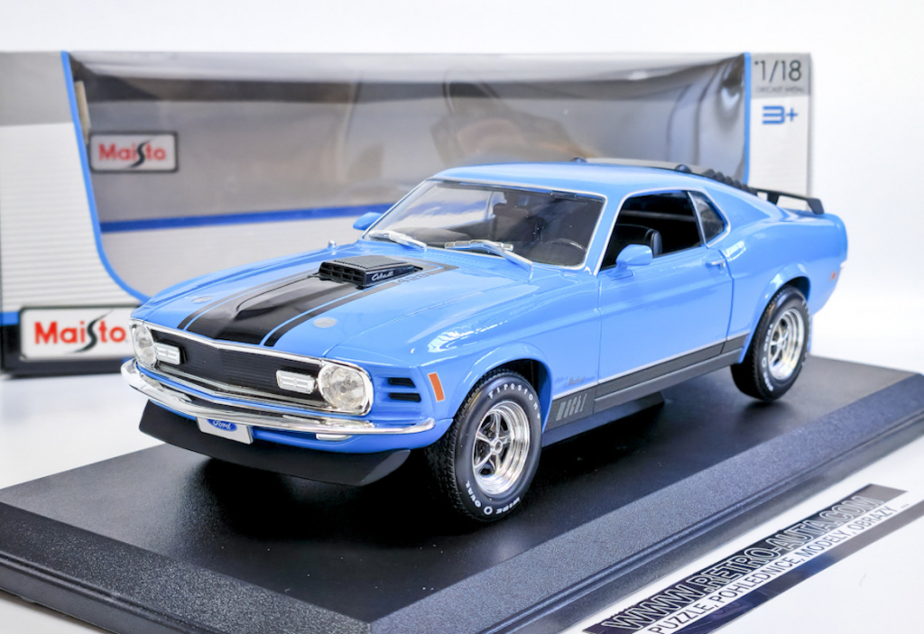 Maisto Ford Mustang Mach 1970 barva modrá 1:18