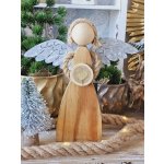 Přírodní dřevěný anděl se srdíčkem Heart gold - 23*5*26cm - J-Line by Jolipa – Hledejceny.cz