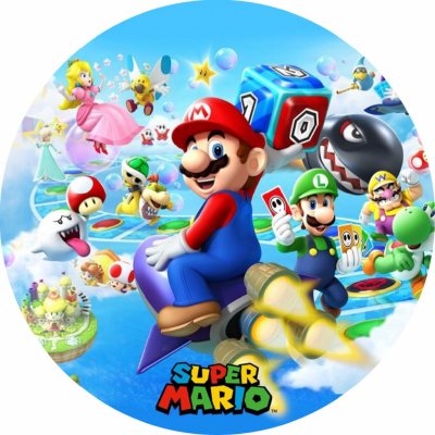 Jedlý tisk SUPER MARIO ● materiál: JEDLÝ PAPÍR Ⓜ️, ● velikost: průměr 24 cm ☝