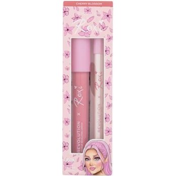 Makeup Revolution London x Roxi Lip Kit odstín Cherry Blossom lesk na rty X Roxi 3 ml + konturovací tužka na rty X Roxi 1 g dárková sada